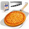 Large Pizza Peel Set 16"x13"— Ultra-Thin 16” Pizza Peel Set with Folding Handle & 14" Stainless Steel Cutter