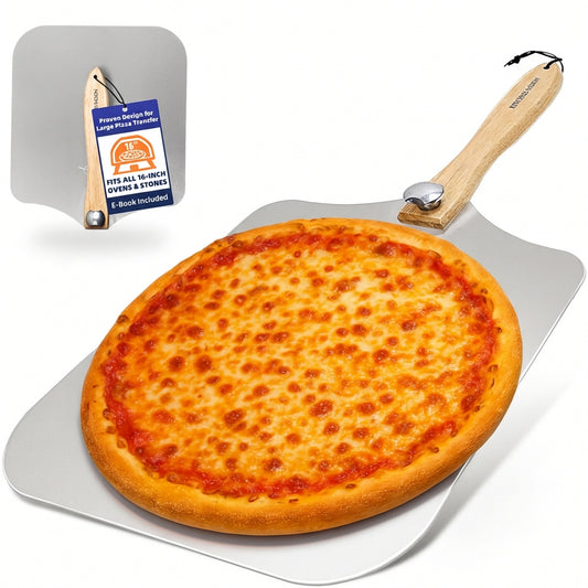 16x13 Inch Aluminum Pizza Peel – Ultra-Thin 1.5mm Blade, Easy Slide Non-Stick Surface, Foldable Handle, Warp-Resistant Design for Home Oven & Pizza Stone