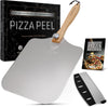 Large Pizza Peel Set 16"x13"— Ultra-Thin 16” Pizza Peel Set with Folding Handle & 14" Stainless Steel Cutter